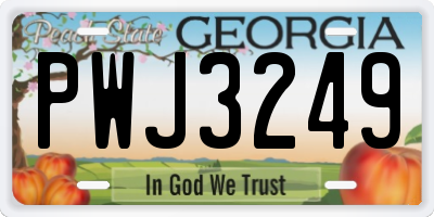 GA license plate PWJ3249
