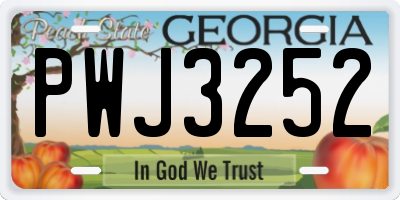 GA license plate PWJ3252