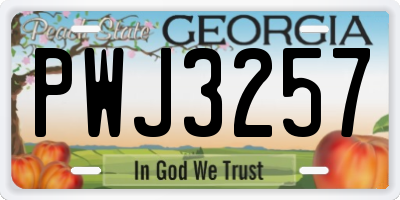 GA license plate PWJ3257