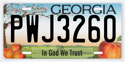 GA license plate PWJ3260
