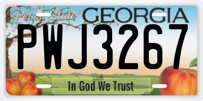 GA license plate PWJ3267