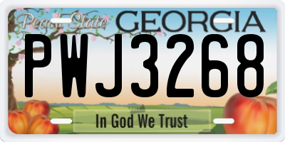 GA license plate PWJ3268