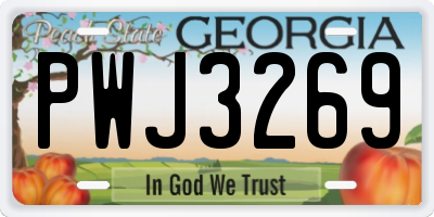 GA license plate PWJ3269