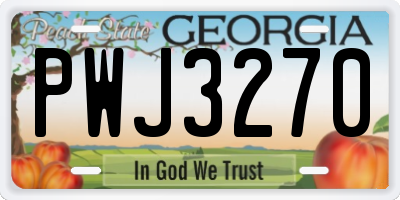 GA license plate PWJ3270