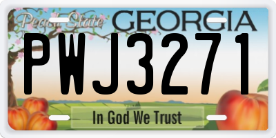 GA license plate PWJ3271