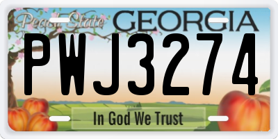 GA license plate PWJ3274