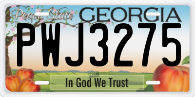 GA license plate PWJ3275