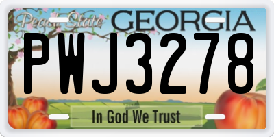 GA license plate PWJ3278