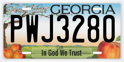 GA license plate PWJ3280