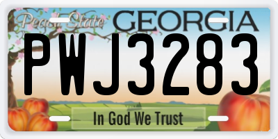GA license plate PWJ3283
