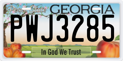 GA license plate PWJ3285