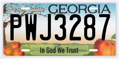 GA license plate PWJ3287
