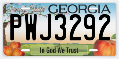 GA license plate PWJ3292