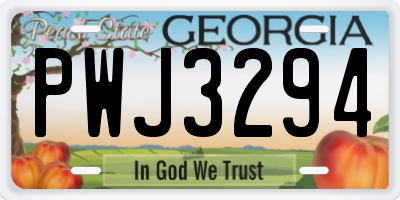 GA license plate PWJ3294