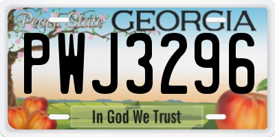 GA license plate PWJ3296