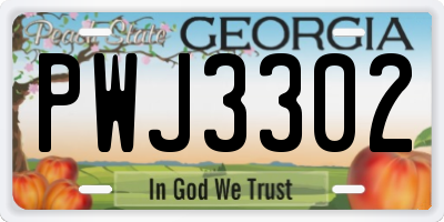 GA license plate PWJ3302