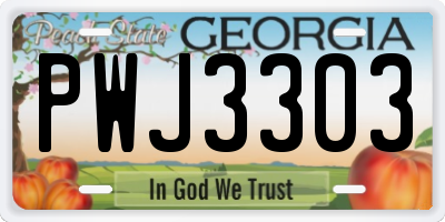 GA license plate PWJ3303