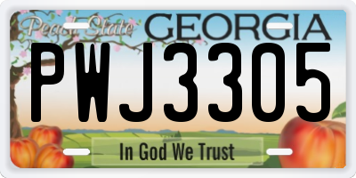 GA license plate PWJ3305