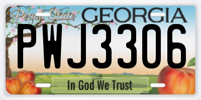 GA license plate PWJ3306