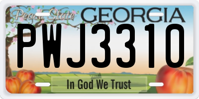 GA license plate PWJ3310