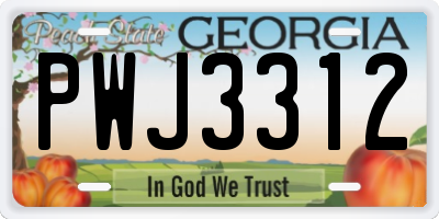 GA license plate PWJ3312