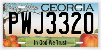 GA license plate PWJ3320
