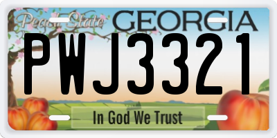 GA license plate PWJ3321
