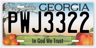 GA license plate PWJ3322
