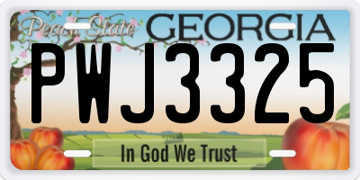 GA license plate PWJ3325