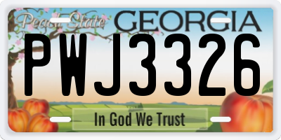 GA license plate PWJ3326