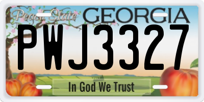 GA license plate PWJ3327