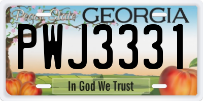 GA license plate PWJ3331