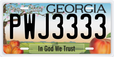GA license plate PWJ3333