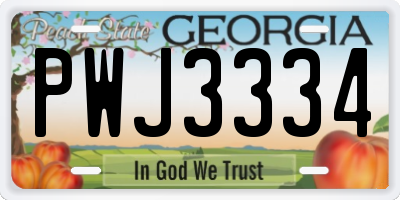 GA license plate PWJ3334