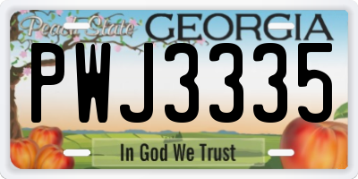 GA license plate PWJ3335