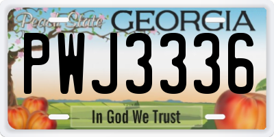 GA license plate PWJ3336