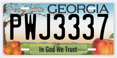 GA license plate PWJ3337