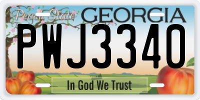 GA license plate PWJ3340