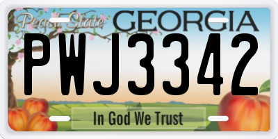 GA license plate PWJ3342