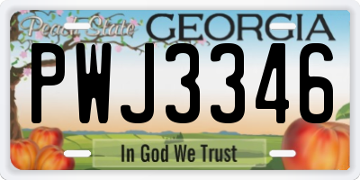 GA license plate PWJ3346