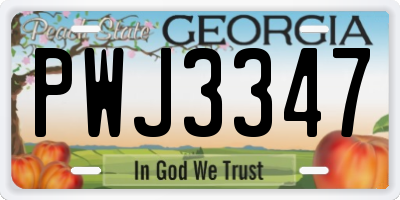 GA license plate PWJ3347