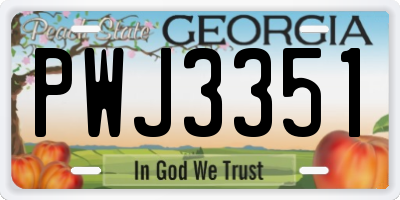 GA license plate PWJ3351
