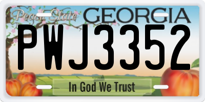 GA license plate PWJ3352