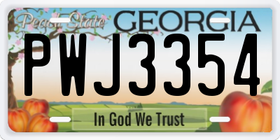 GA license plate PWJ3354