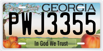 GA license plate PWJ3355