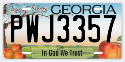 GA license plate PWJ3357