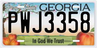 GA license plate PWJ3358