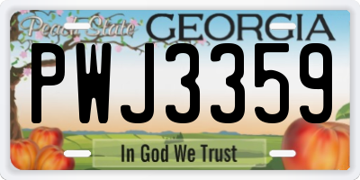 GA license plate PWJ3359