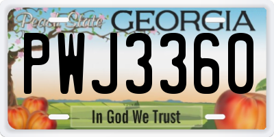 GA license plate PWJ3360