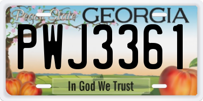 GA license plate PWJ3361